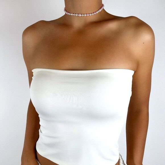 Vintage Y2K Pink Dainty Beaded Pearl Choker - Beachy Coquette Soft Girl Jewelry - Picture 1 of 4